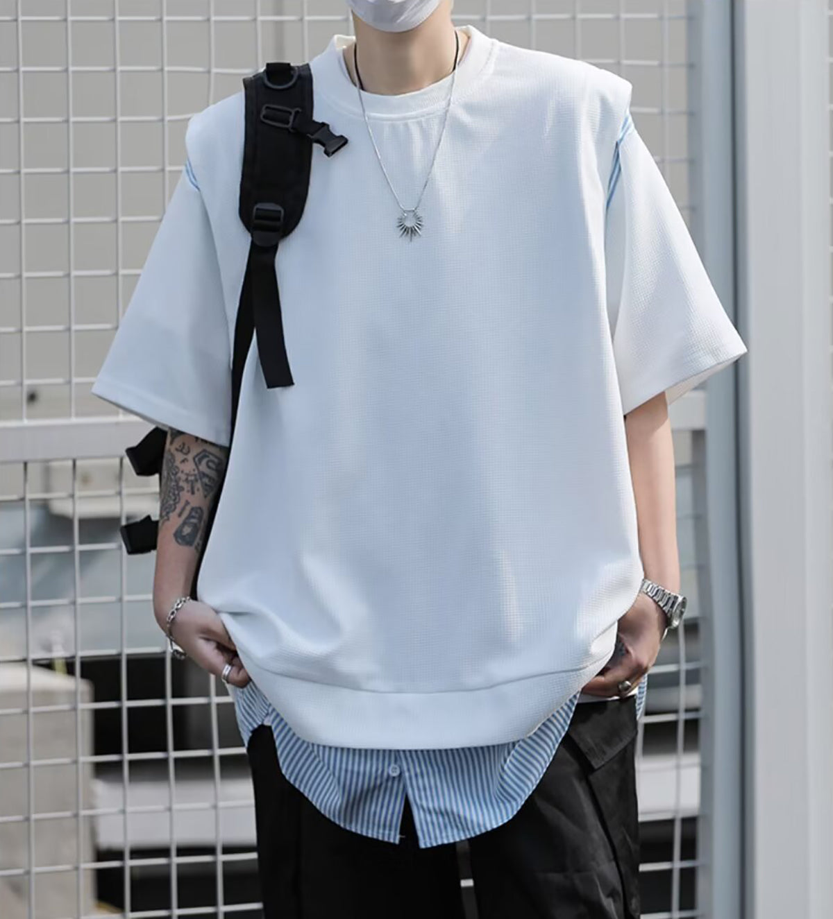 Men Solid Round Neck Oversized T-shirt
