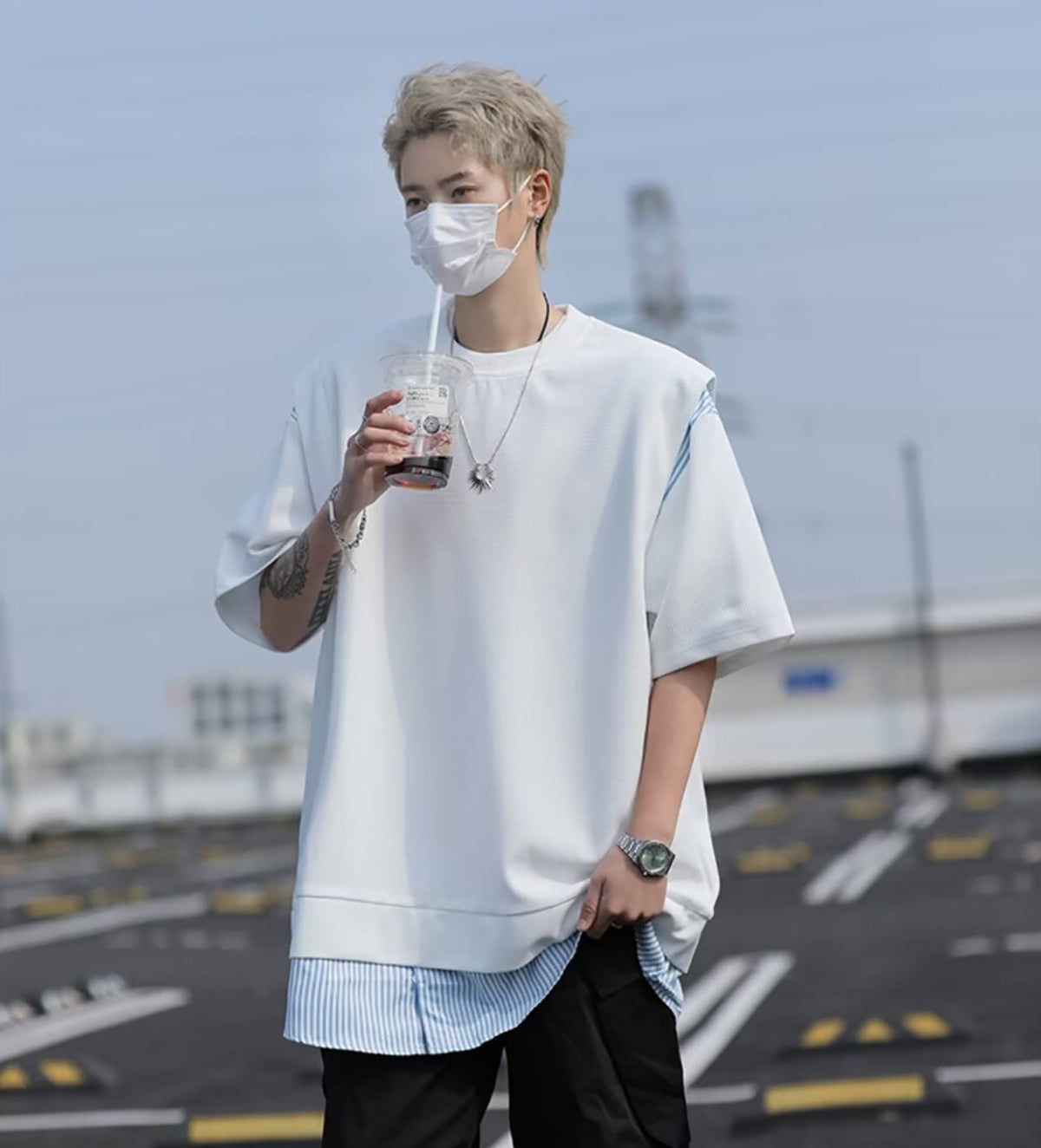 Men Solid Round Neck Oversized T-shirt