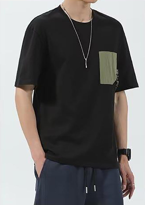 Men Solid Round Neck  Relaxed Fit T-shirt