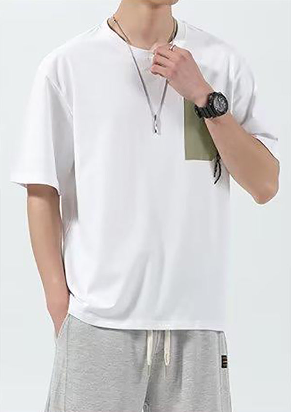 Men Solid Round Neck Regular Fit T-shirt