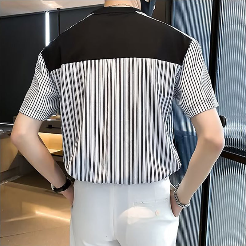 Men Striped Raw Edge T-shirt