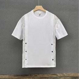 Men Striped Round Neck  T-shirt