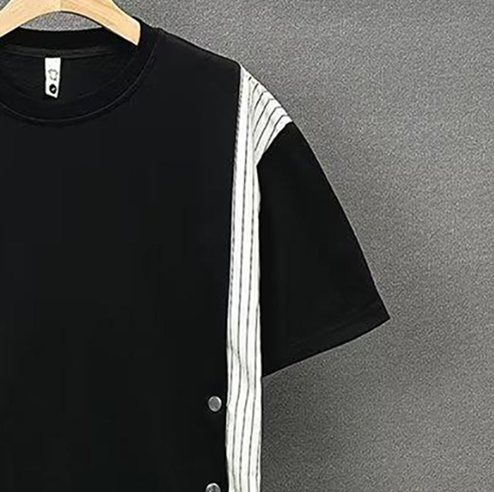 Men Striped Round Neck  T-shirt