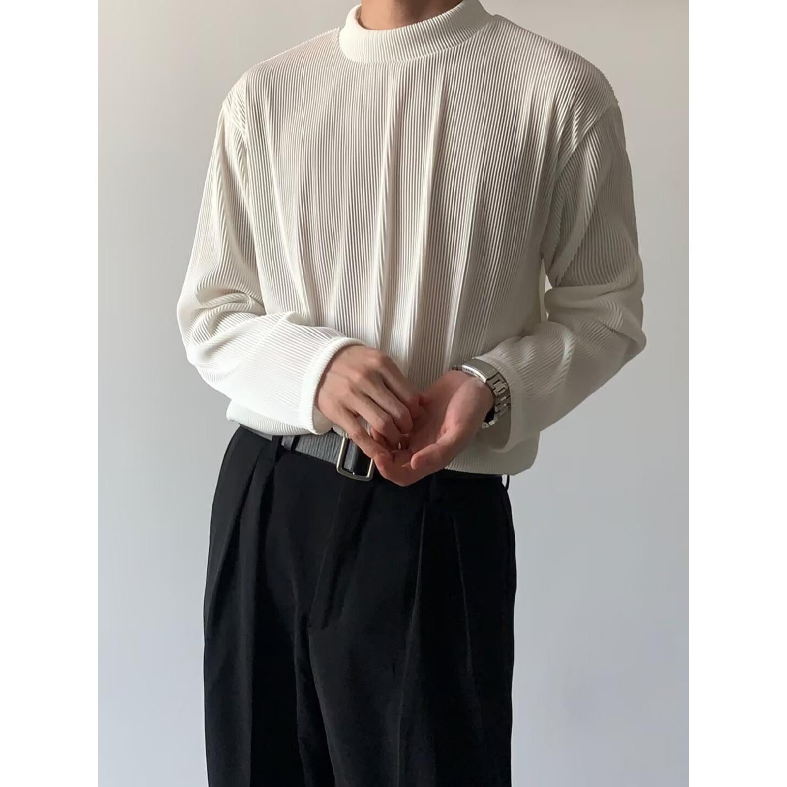 Men Self Design Round Neck T-shirt
