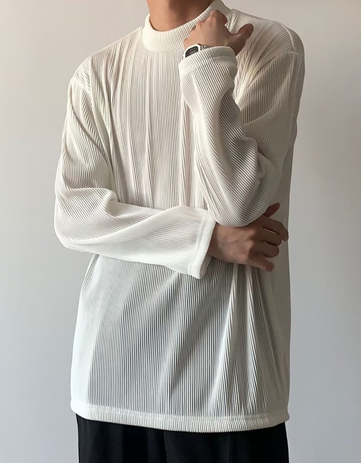 Men Self Design Round Neck T-shirt