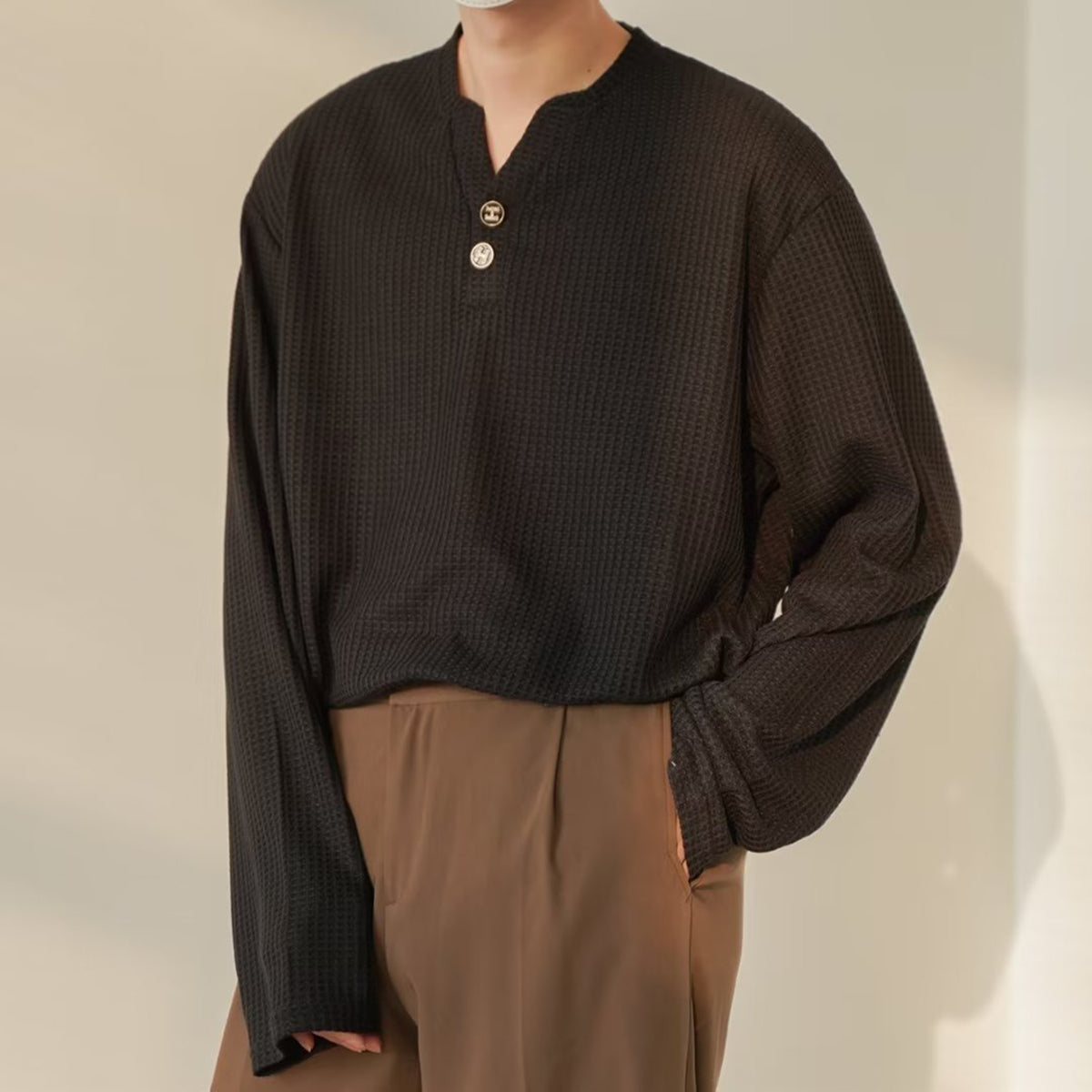 Men Solid Round Neck Pullover