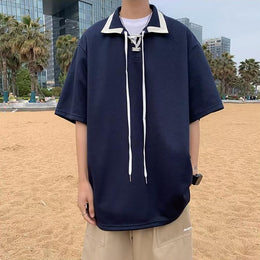 Men Solid Polo Collar  Oversized T-shirt