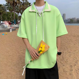 Men Solid Polo Collar  Oversized T-shirt