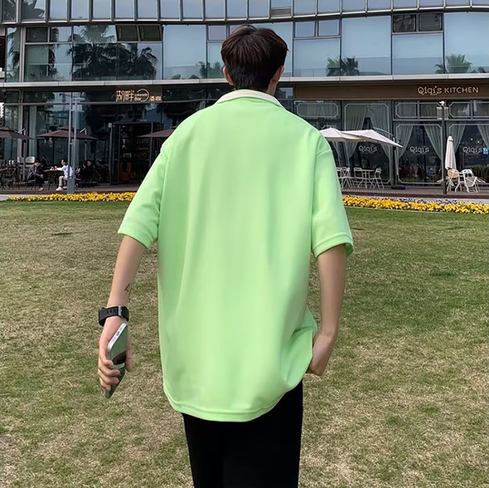 Men Solid Polo Collar  Oversized T-shirt