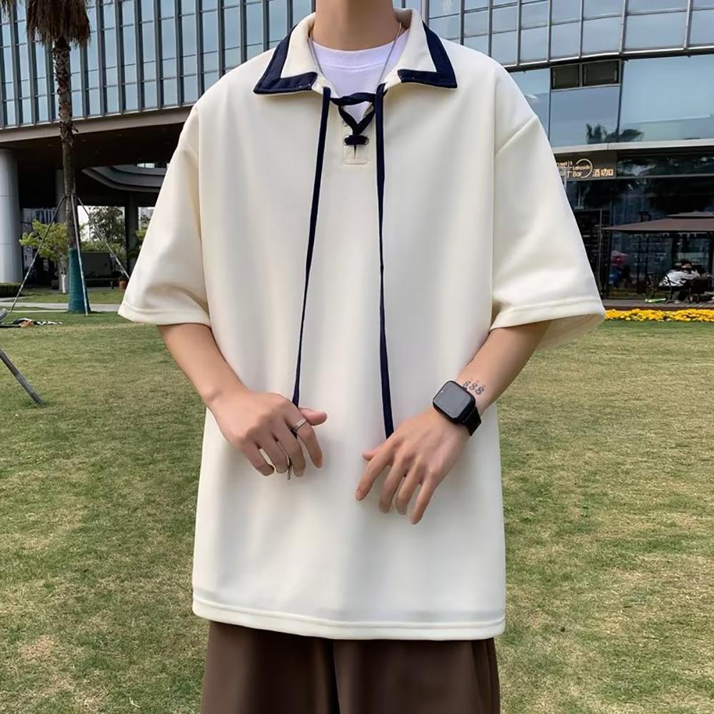 Men Solid Polo Collar  Oversized T-shirt