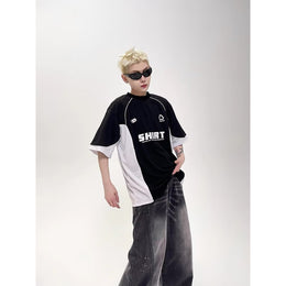 Oversized Colourblocked Round Neck T-Shirt