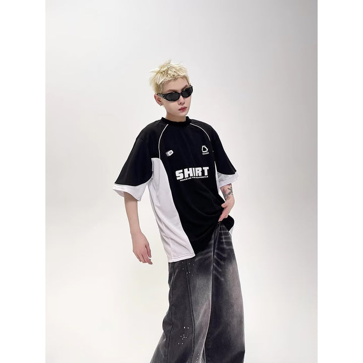 Oversized Colourblocked Round Neck T-Shirt