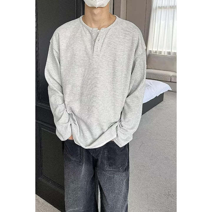 Men Solid Henley Neck Relaxed Fit T-shirt