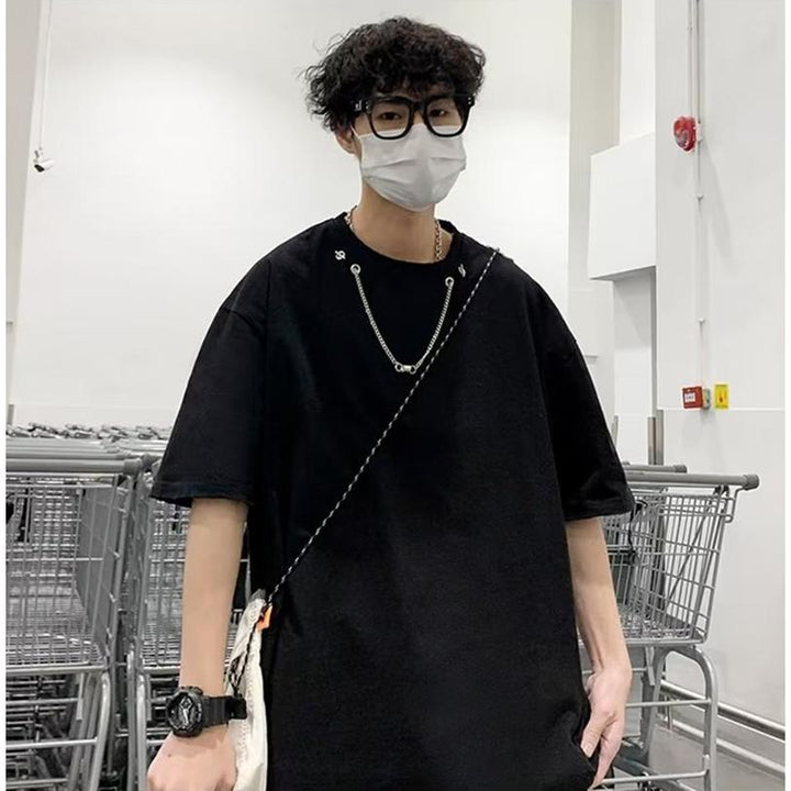 Men Solid Round Neck  Oversized T-shirt