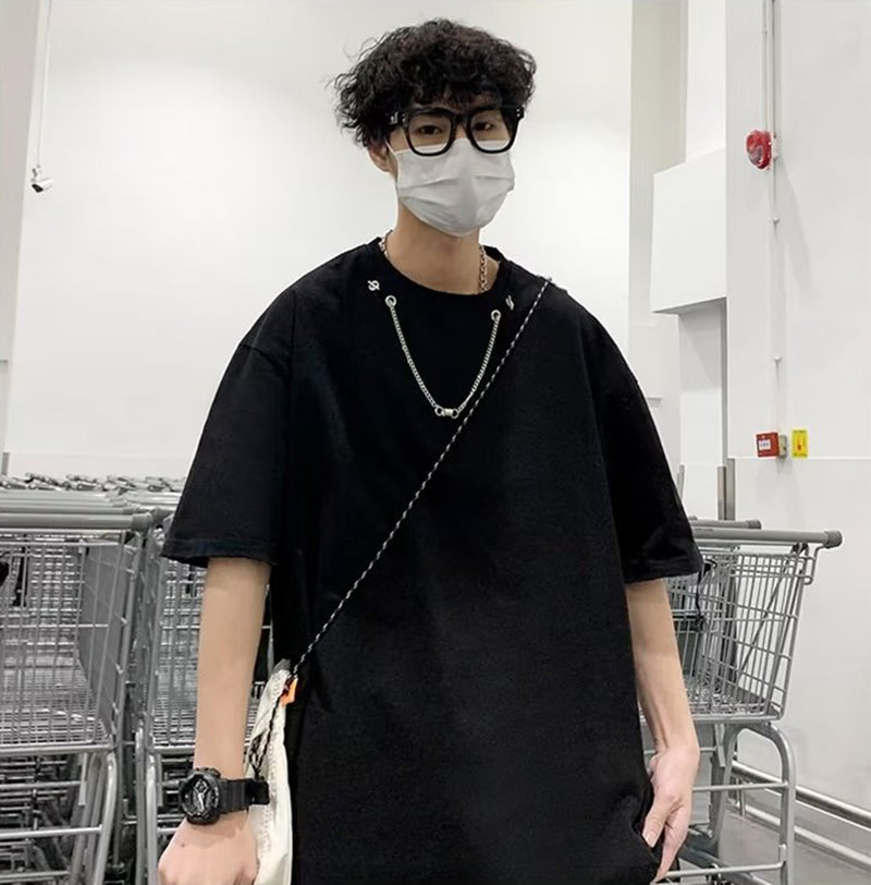 Men Solid Round Neck  Oversized T-shirt