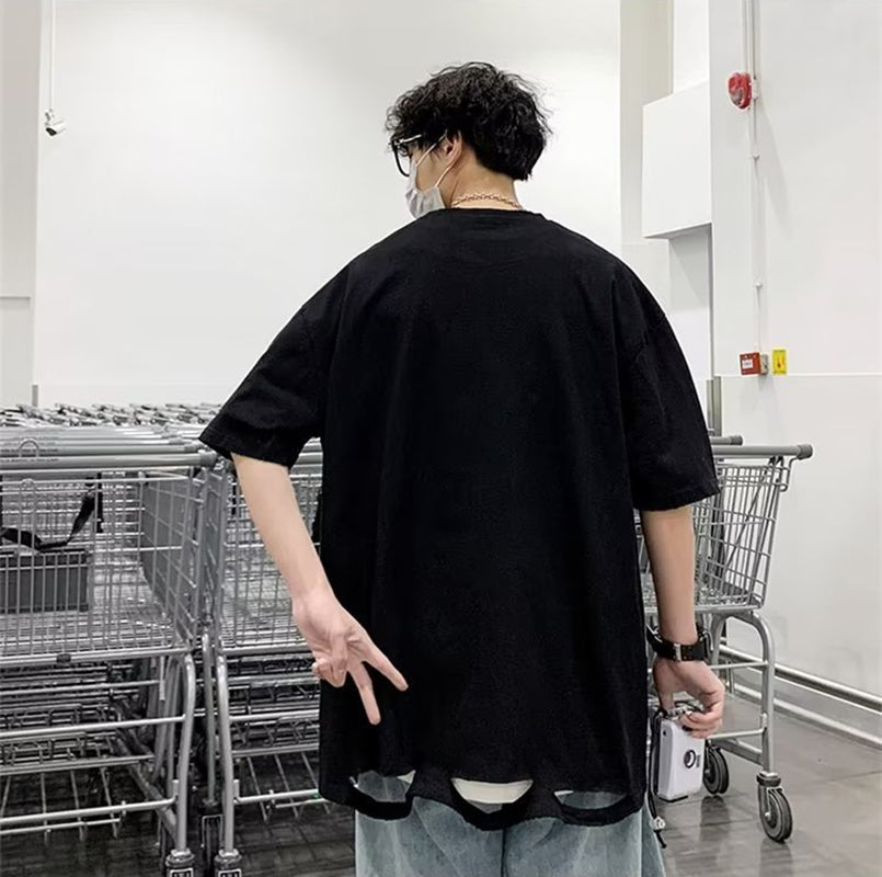 Men Solid Round Neck  Oversized T-shirt