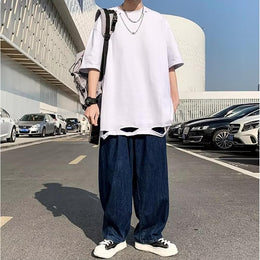 Men Solid Round Neck  Oversized T-shirt
