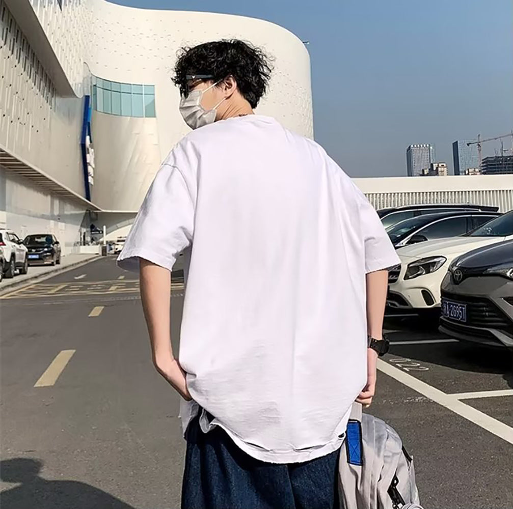 Men Solid Round Neck  Oversized T-shirt