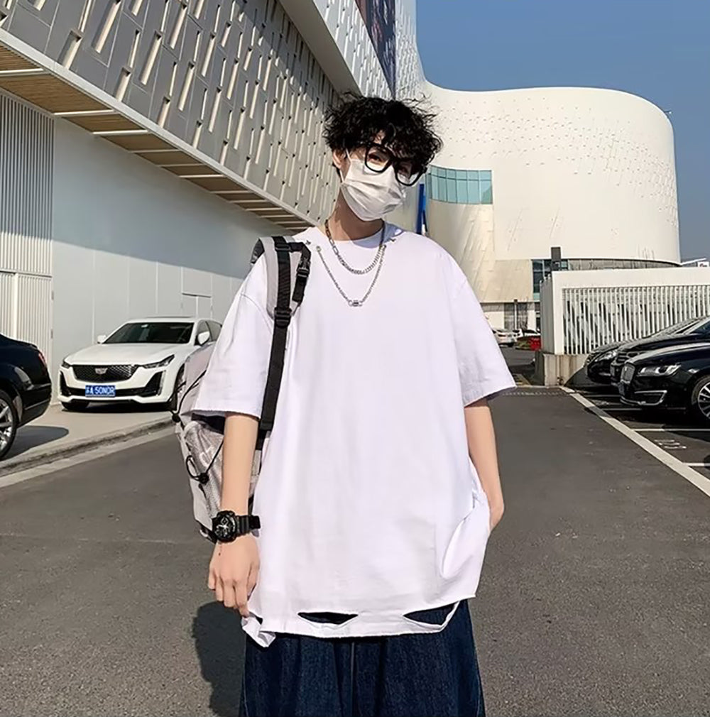 Men Solid Round Neck  Oversized T-shirt