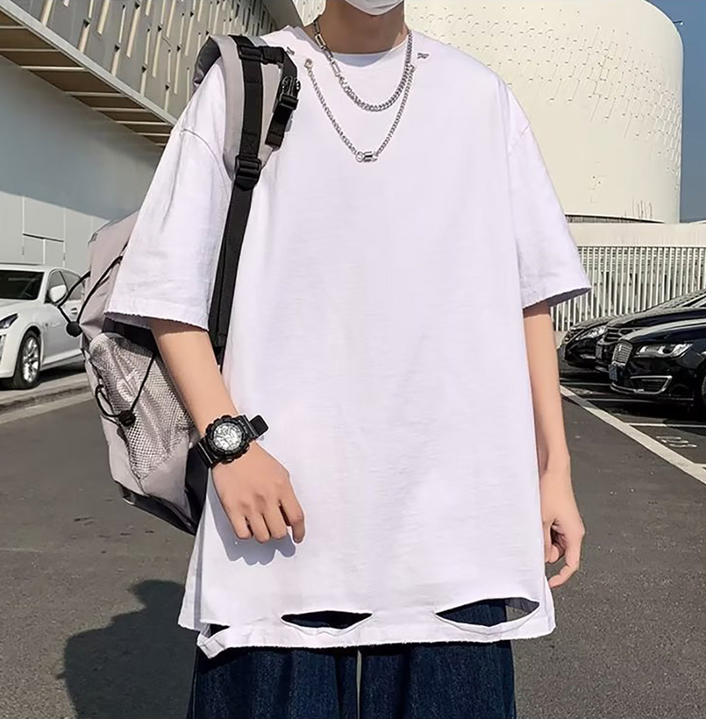 Men Solid Round Neck  Oversized T-shirt
