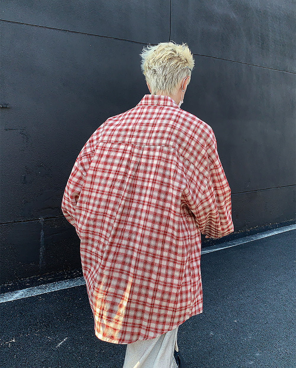 Men Oversized Gingham Checked Casual Shirt