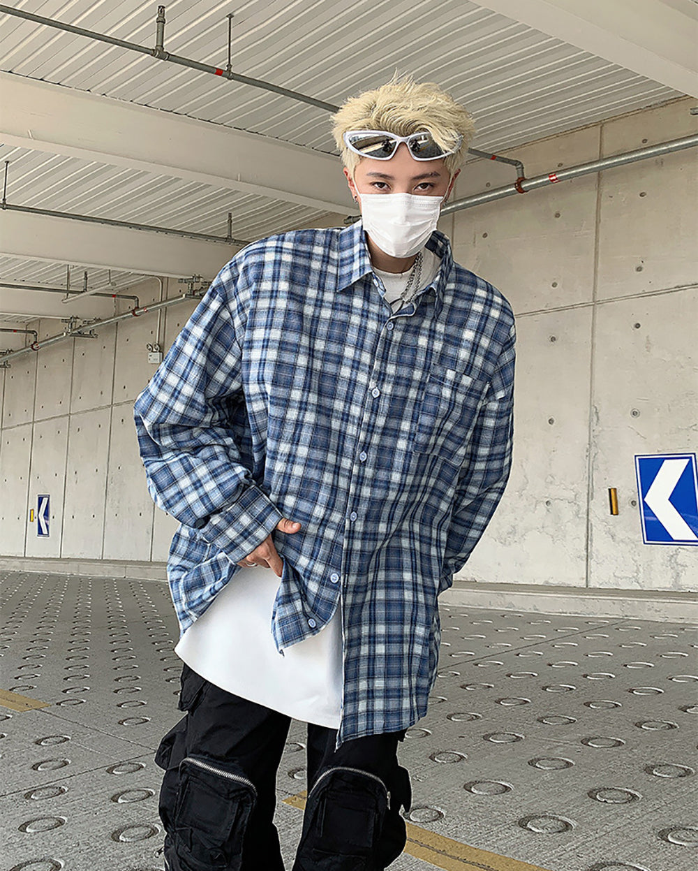 Oversized Gingham Checked Casual Shirt