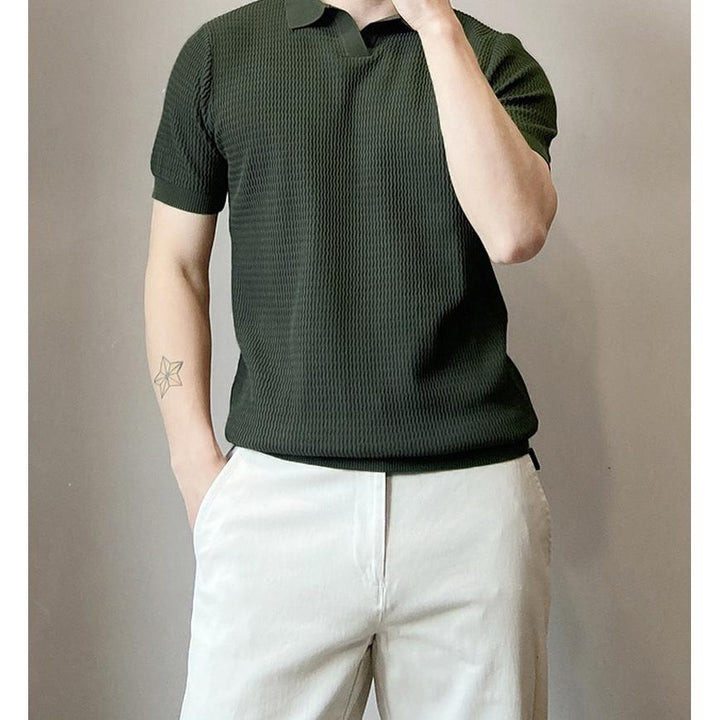Polo Collar Raw Edge T-shirt