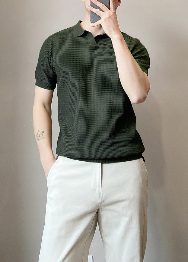 Polo Collar Raw Edge T-shirt