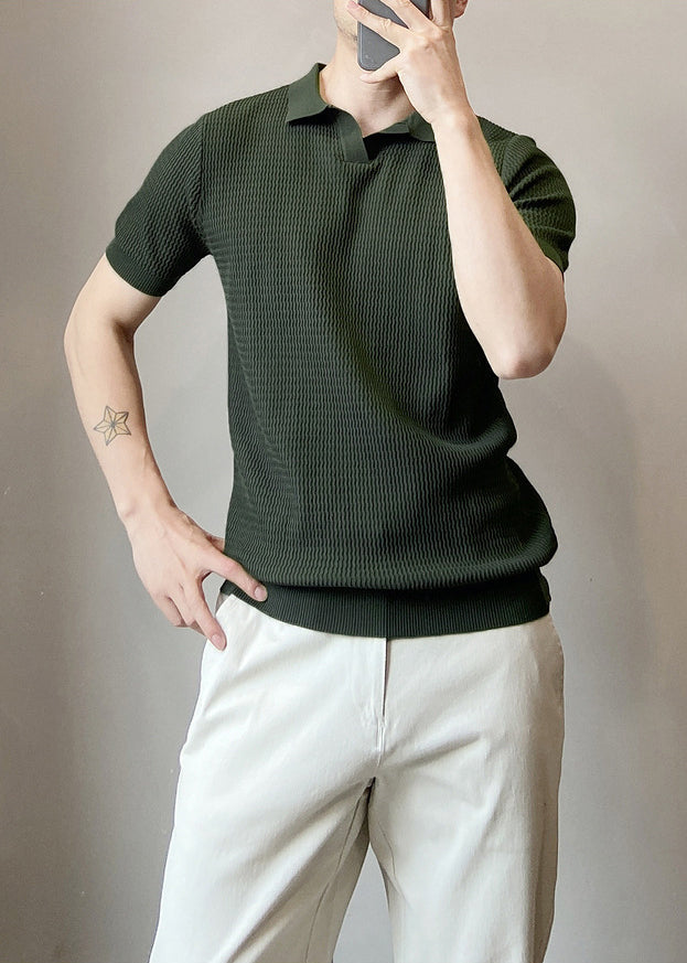Polo Collar Raw Edge T-shirt