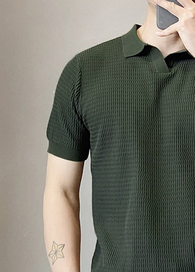Polo Collar Raw Edge T-shirt