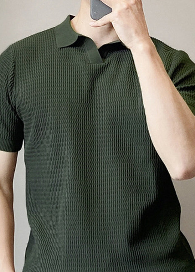 Polo Collar Raw Edge T-shirt