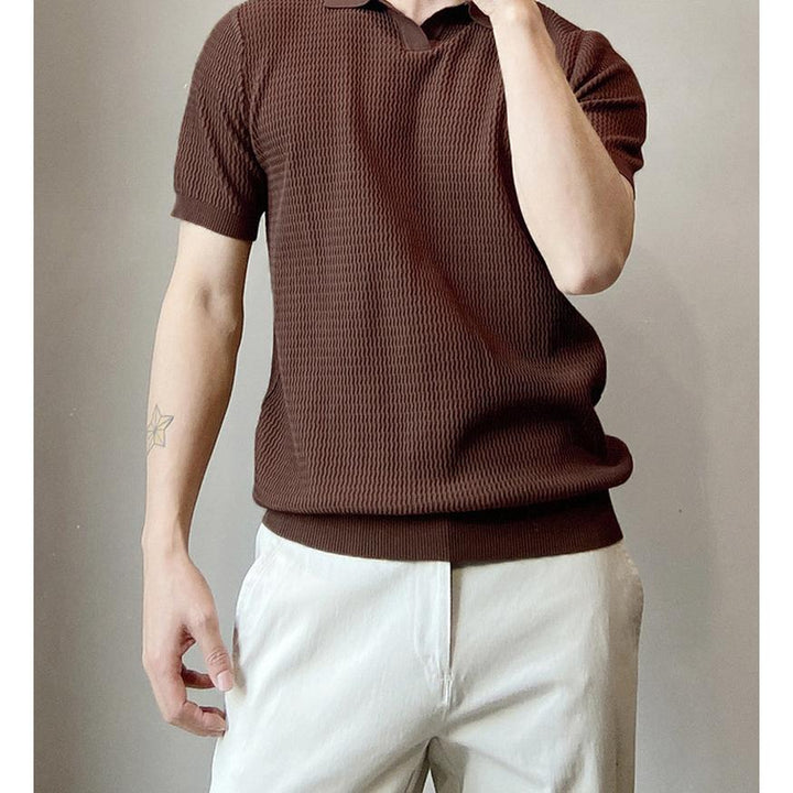 Polo Collar Raw Edge T-shirt
