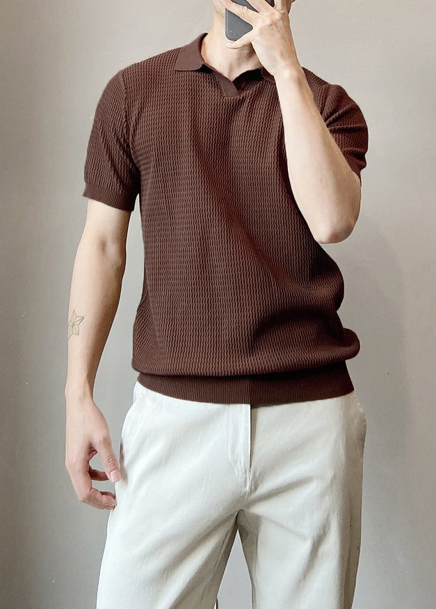 Polo Collar Raw Edge T-shirt