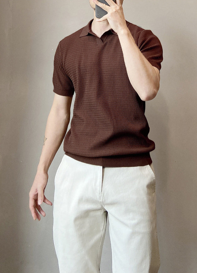 Polo Collar Raw Edge T-shirt