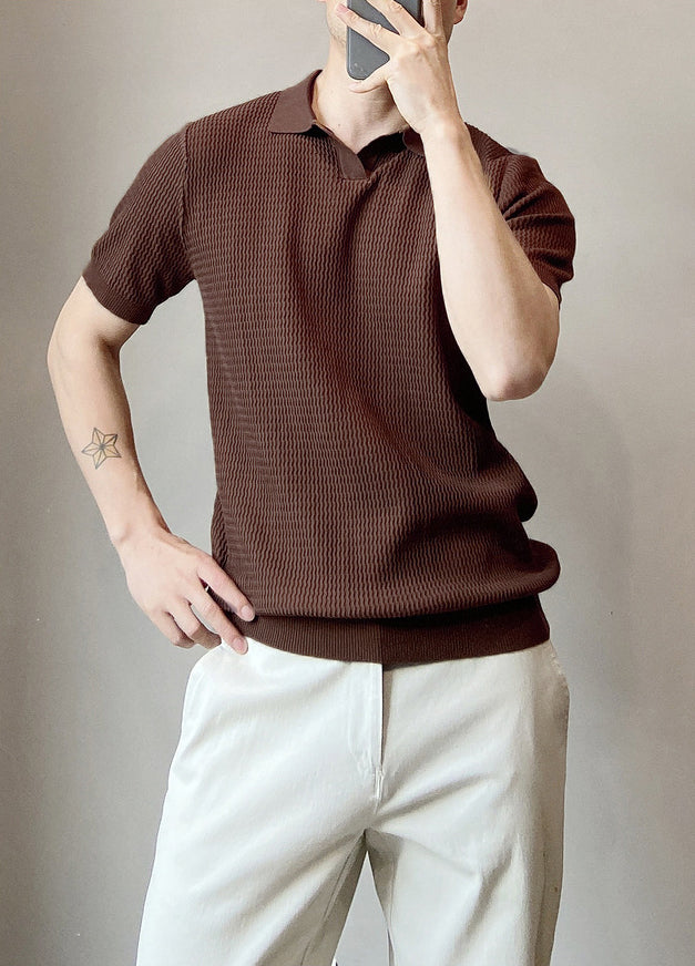 Polo Collar Raw Edge T-shirt