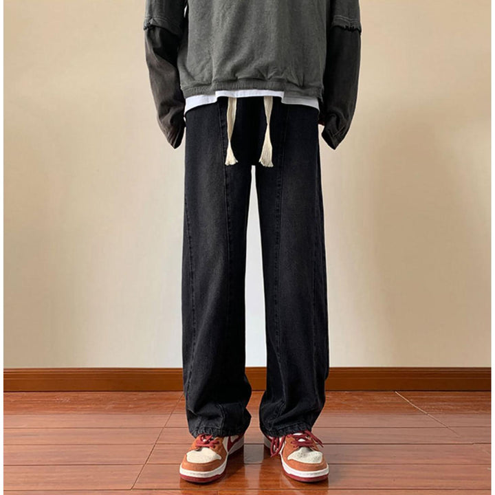 Men Wide Leg Dark Shade Jeans