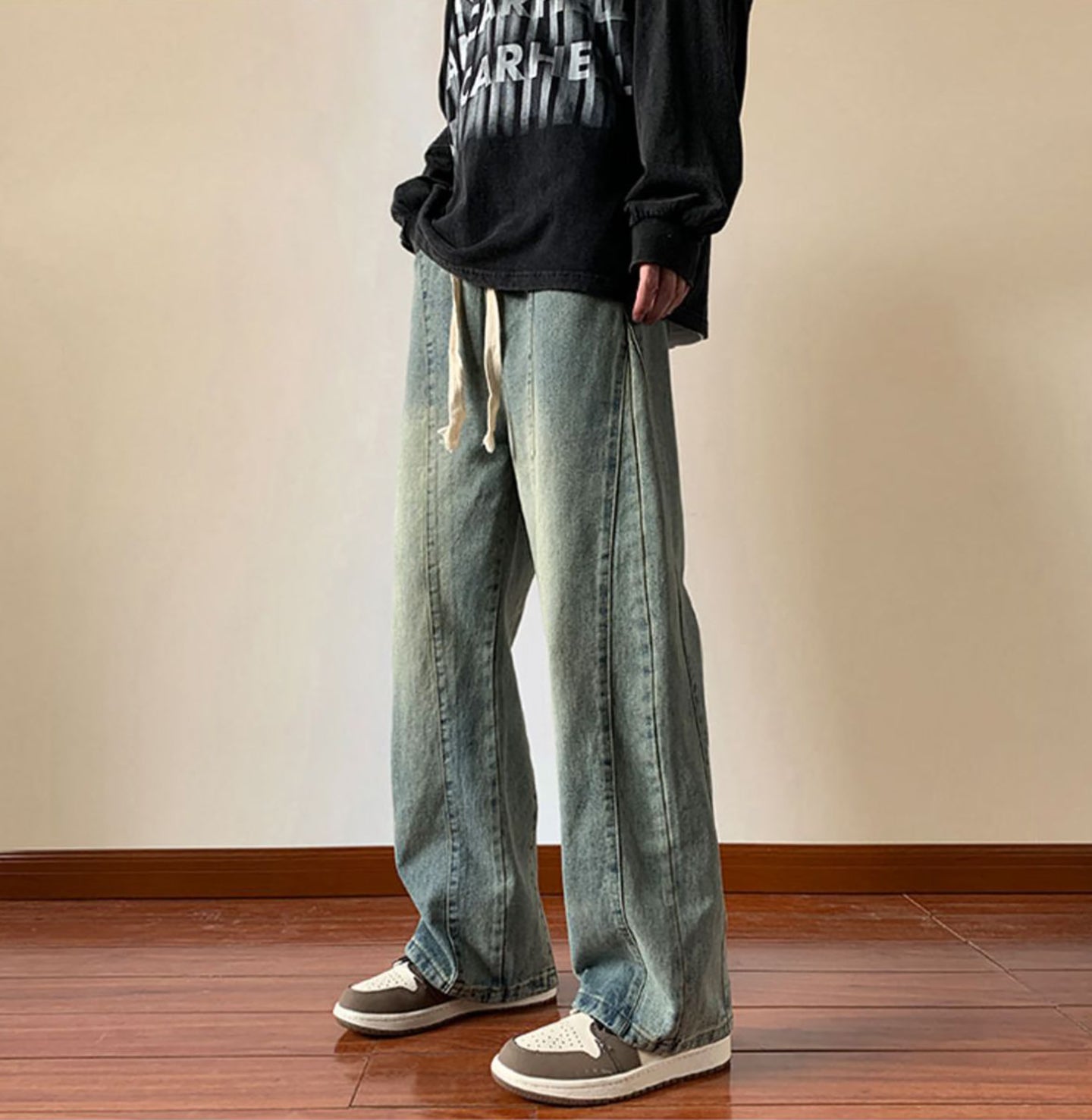 Men Wide Leg Medium Fade Jeans