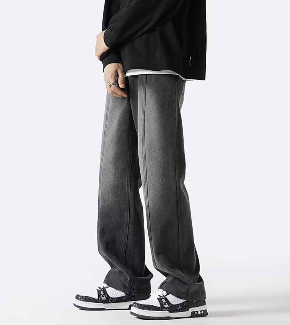 Men Cotton Straight Fit Light Fade Casual Jeans