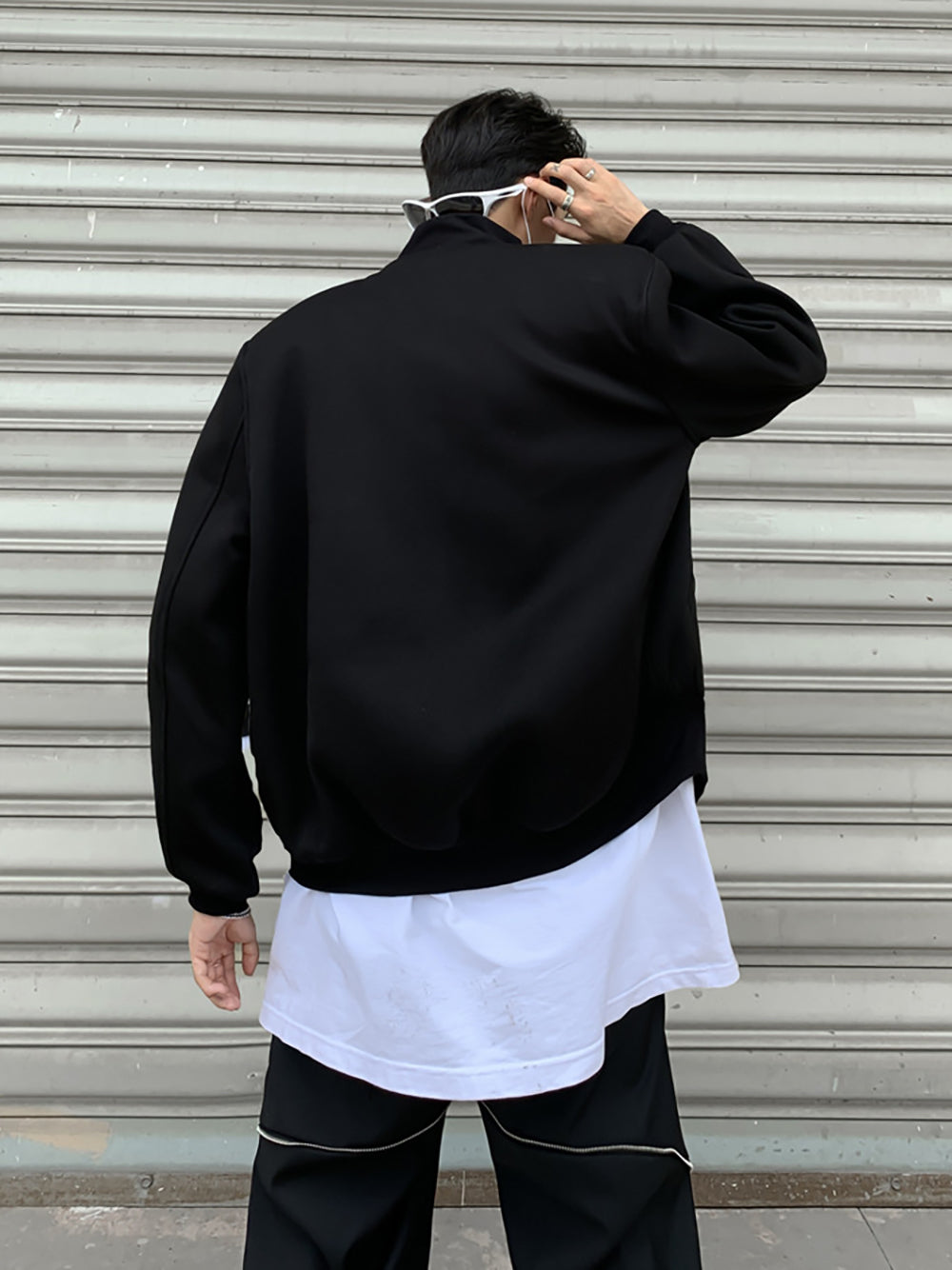 Men Mock Collar Solid Casual Bomber Jacket