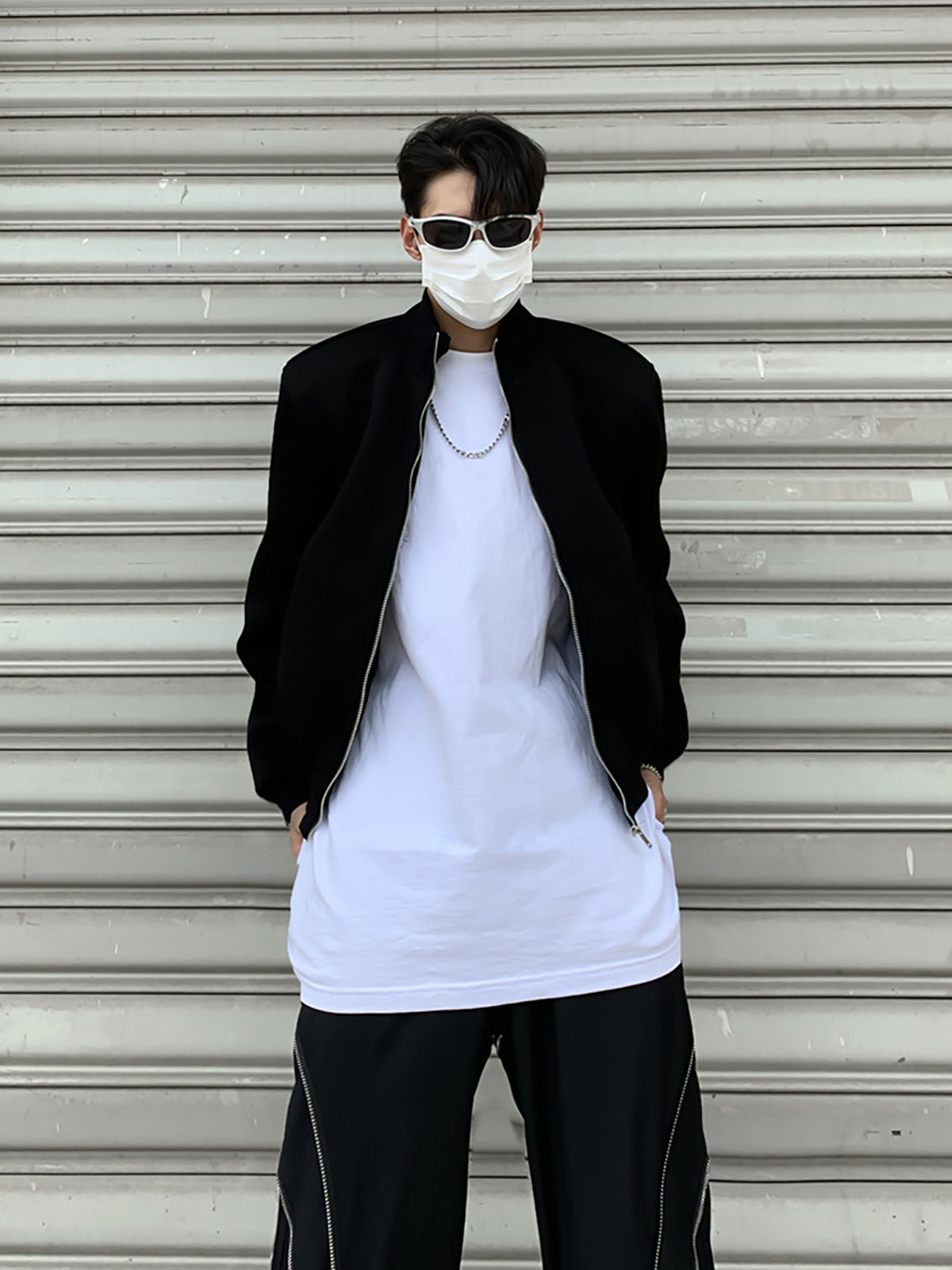 Men Mock Collar Solid Casual Bomber Jacket
