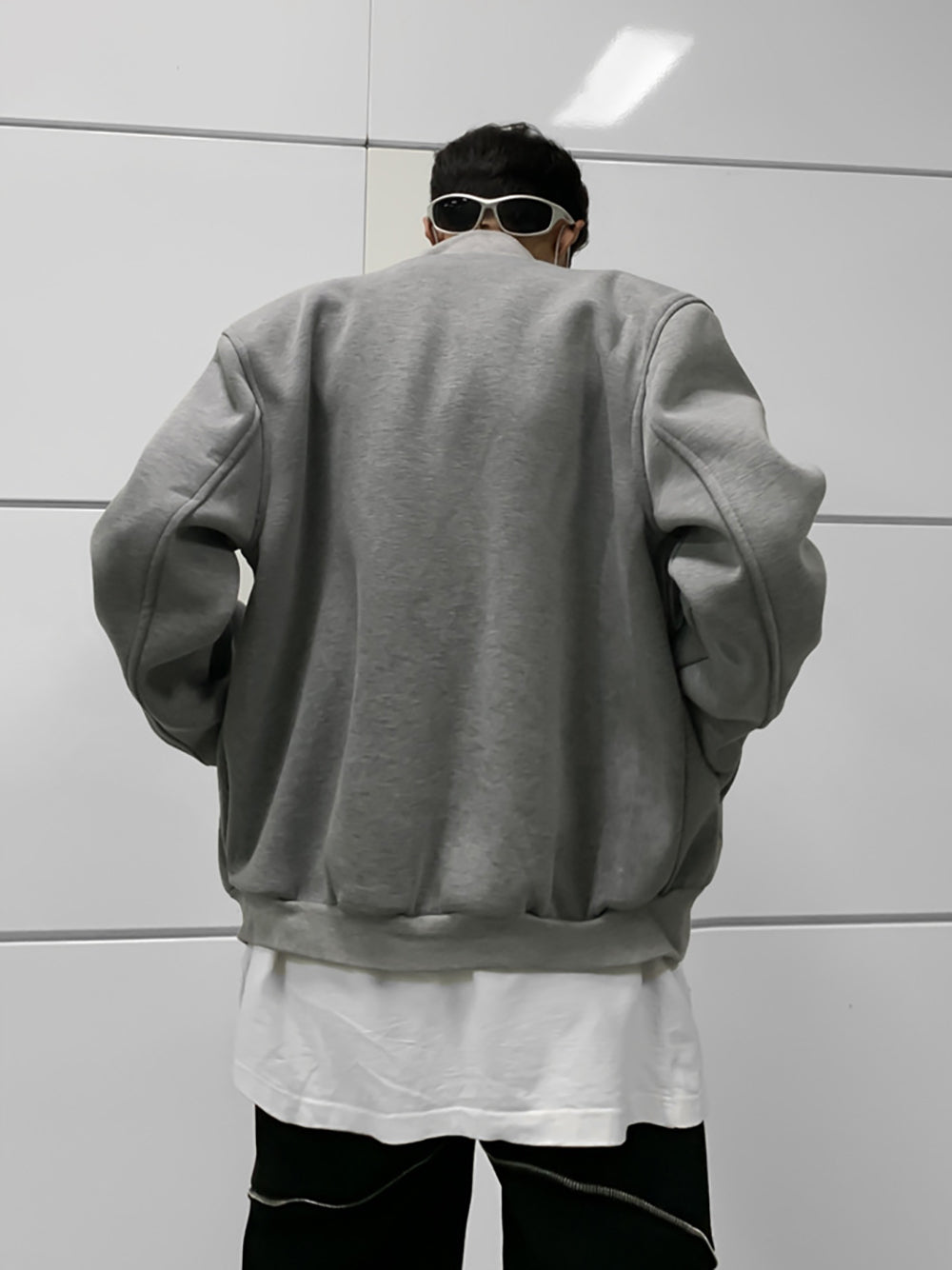 Men Mock Collar Solid Casual Bomber Jacket