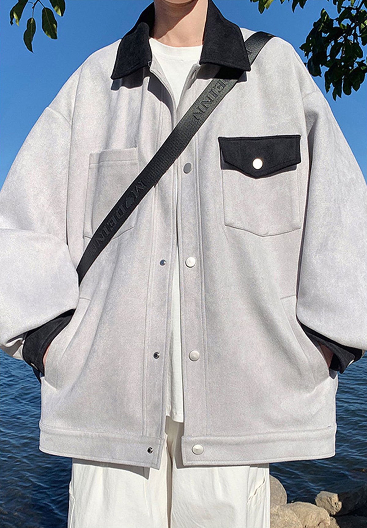 Men Spread Collar Solid Casual Tailored Jacket
