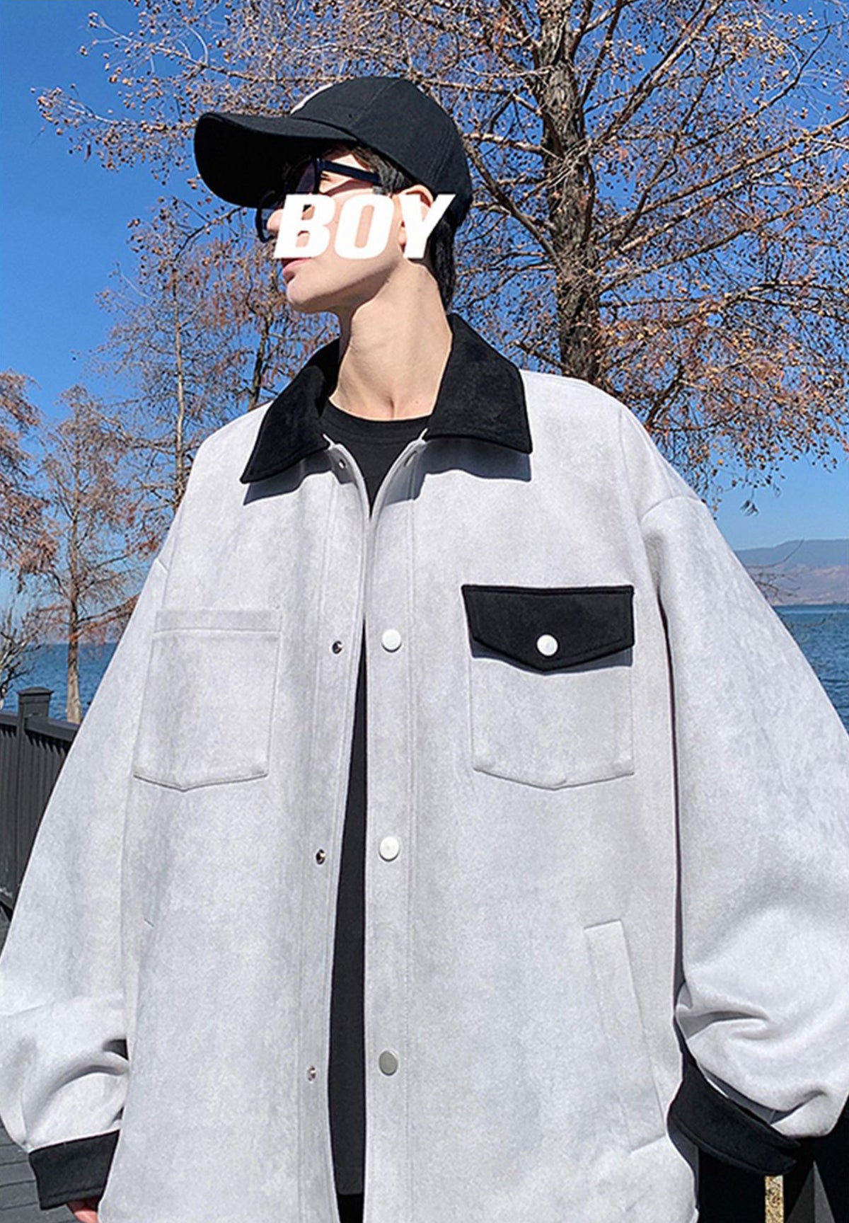 Men Spread Collar Solid Casual Tailored Jacket
