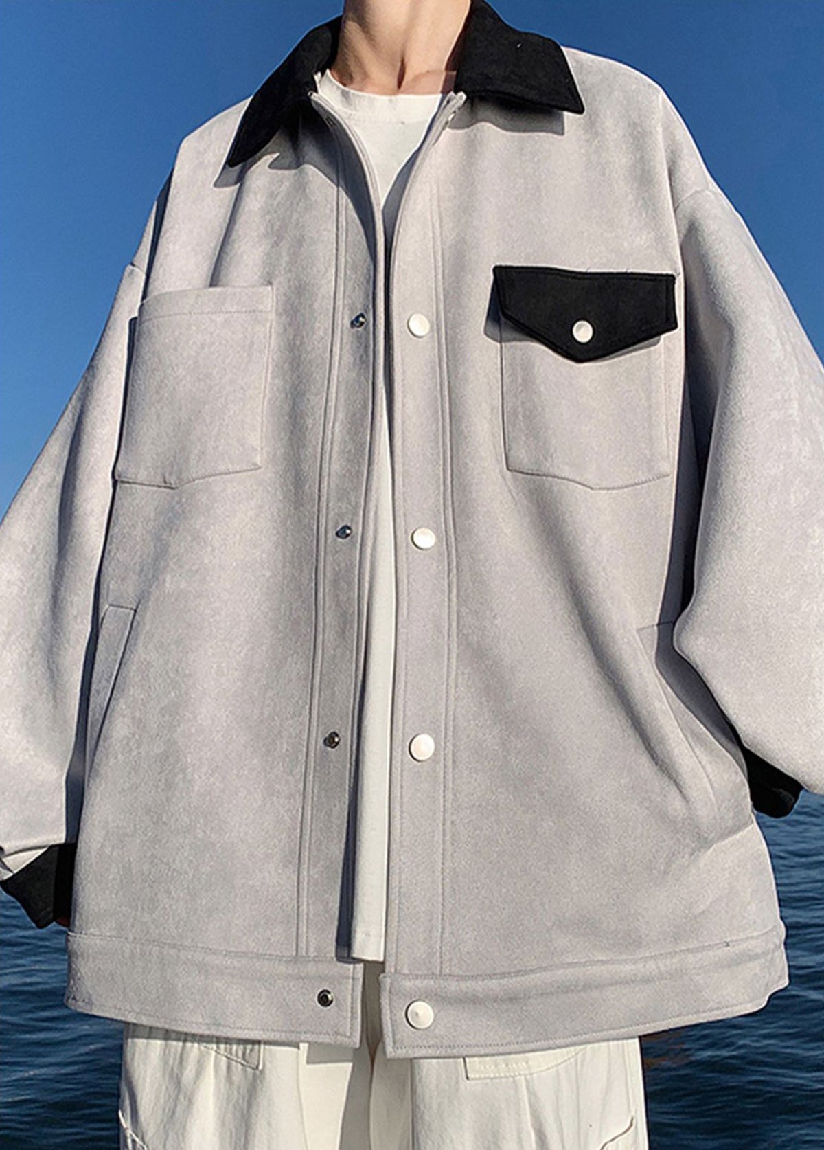 Men Spread Collar Solid Casual Tailored Jacket