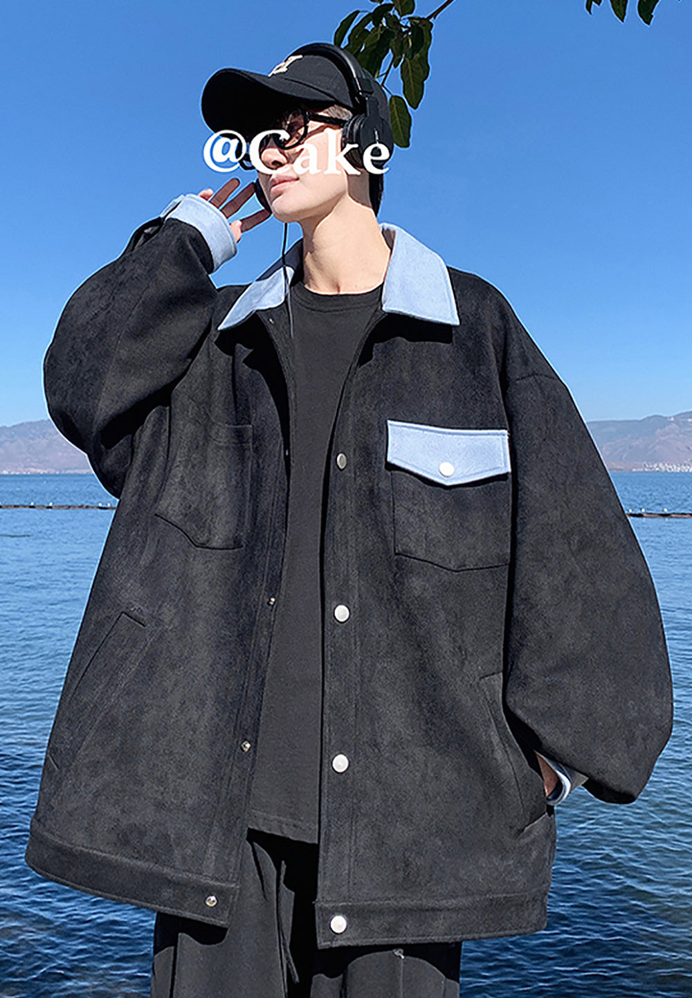 Men Spread Collar Solid Casual Tailored Jacket
