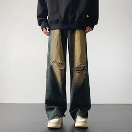 Men Mid-Rise Wide Leg Distressed Jeans