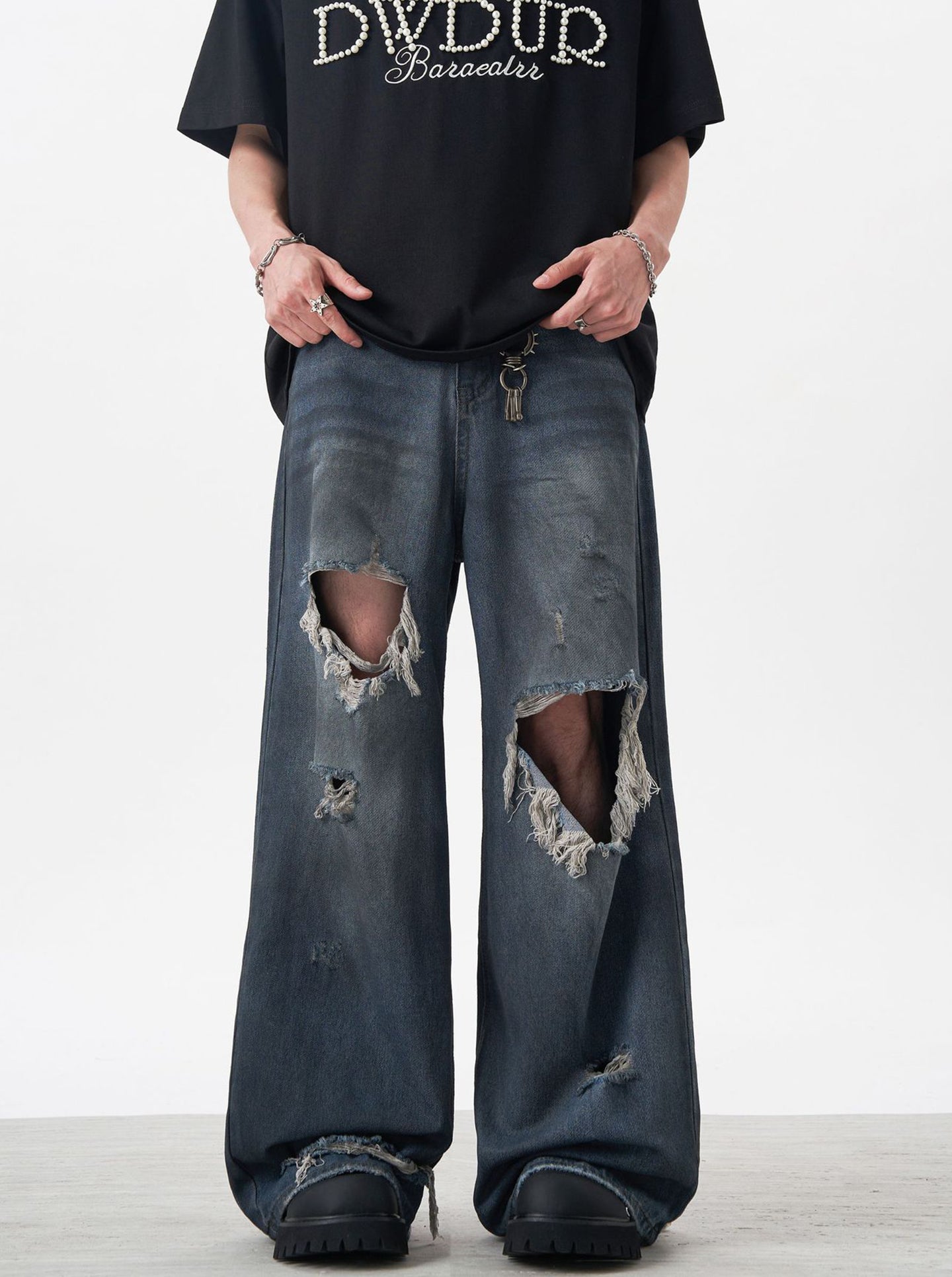 Men Flared Mildly Distressed Light Fade Jeans