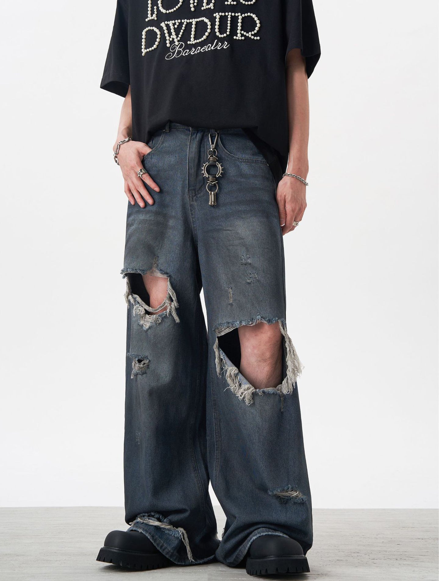 Men Flared Mildly Distressed Light Fade Jeans