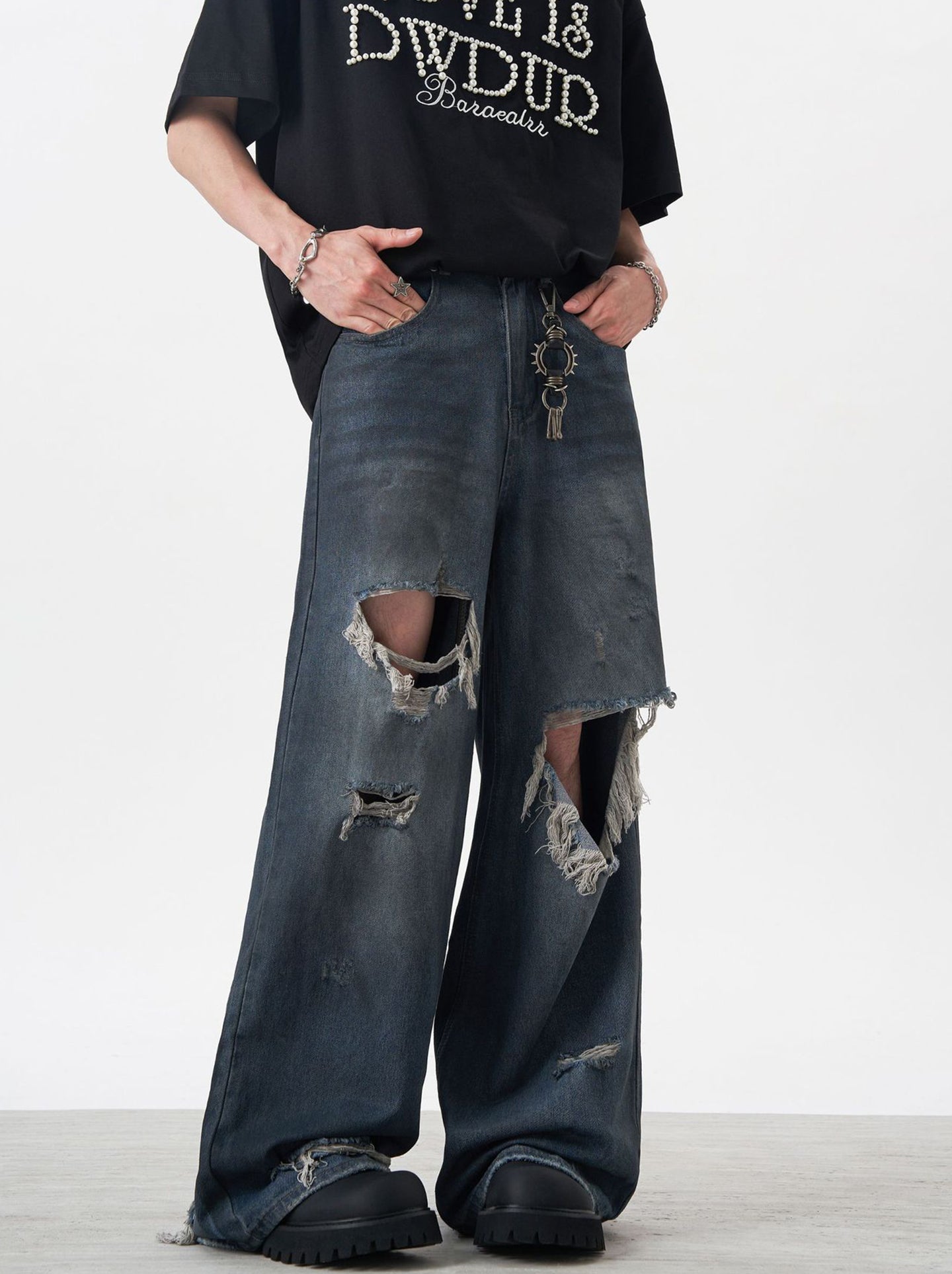 Men Flared Mildly Distressed Light Fade Jeans