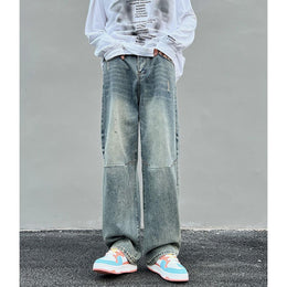 Men Cotton Heavy Fade Relaxed Fit Trousers Jeans